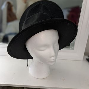 Women's black winter hat black fedora